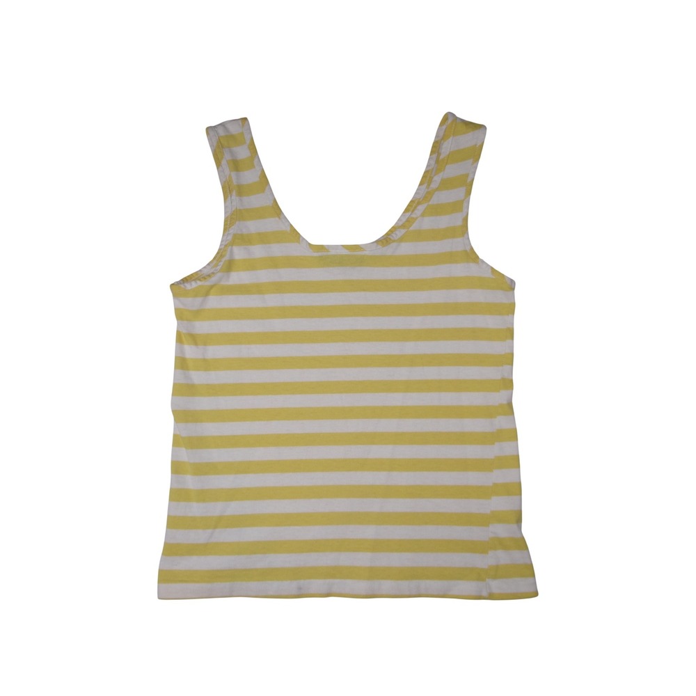 Y2K Carrington Club Yellow White Striped Tank Top Women Casual Sleeveless